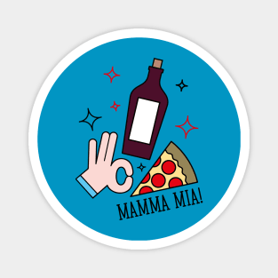 WINE AND PIZZA FRIENDS Magnet